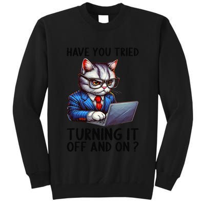 Tech Support Humor I Cat Tech Engineer I Computer It Guy Tall Sweatshirt