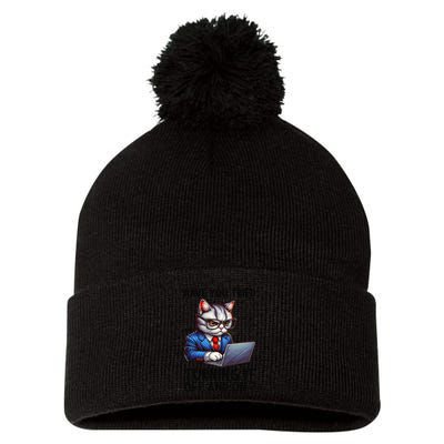Tech Support Humor I Cat Tech Engineer I Computer It Guy Pom Pom 12in Knit Beanie