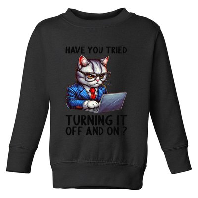 Tech Support Humor I Cat Tech Engineer I Computer It Guy Toddler Sweatshirt