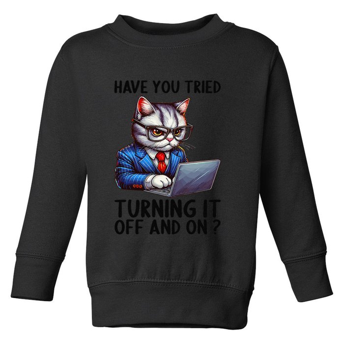 Tech Support Humor I Cat Tech Engineer I Computer It Guy Toddler Sweatshirt