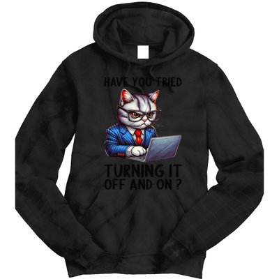 Tech Support Humor I Cat Tech Engineer I Computer It Guy Tie Dye Hoodie