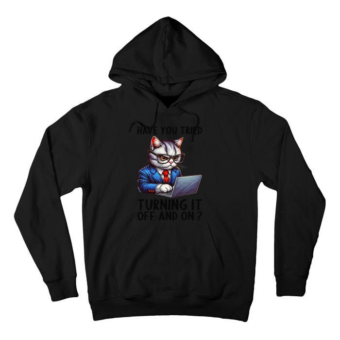 Tech Support Humor I Cat Tech Engineer I Computer It Guy Tall Hoodie