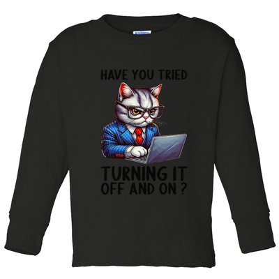 Tech Support Humor I Cat Tech Engineer I Computer It Guy Toddler Long Sleeve Shirt