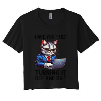 Tech Support Humor I Cat Tech Engineer I Computer It Guy Crop Top