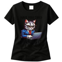 Tech Support Humor I Cat Tech Engineer I Computer It Guy Womens T-Shirt