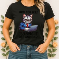 Tech Support Humor I Cat Tech Engineer I Computer It Guy Womens T-Shirt