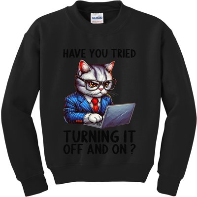 Tech Support Humor I Cat Tech Engineer I Computer It Guy Kids Sweatshirt