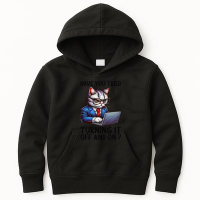Tech Support Humor I Cat Tech Engineer I Computer It Guy Kids Hoodie