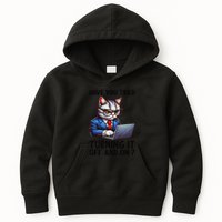Tech Support Humor I Cat Tech Engineer I Computer It Guy Kids Hoodie