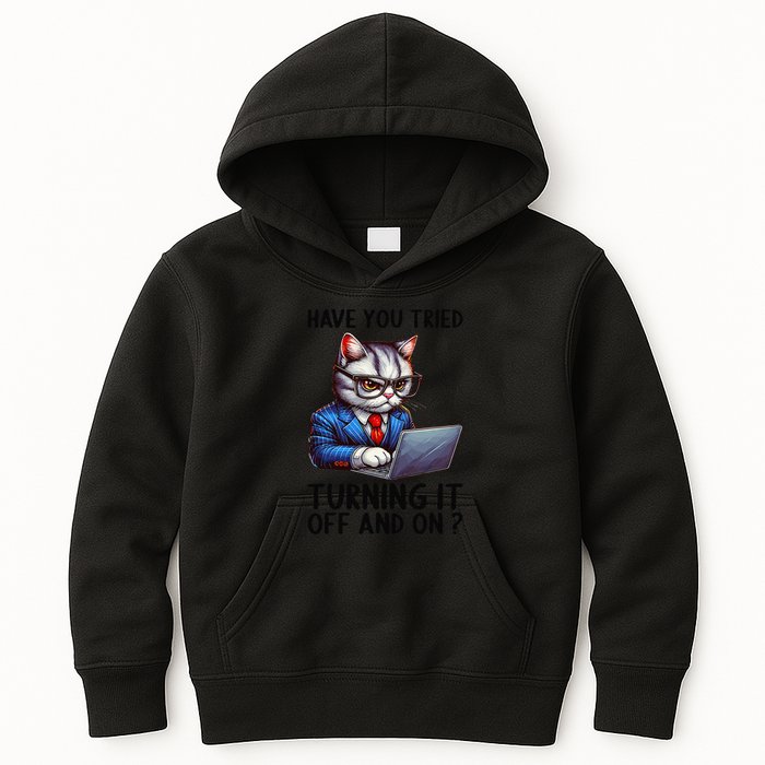 Tech Support Humor I Cat Tech Engineer I Computer It Guy Kids Hoodie