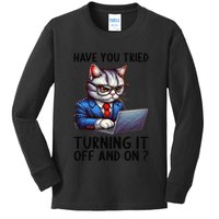 Tech Support Humor I Cat Tech Engineer I Computer It Guy Kids Long Sleeve Shirt