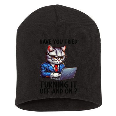 Tech Support Humor I Cat Tech Engineer I Computer It Guy Short Acrylic Beanie