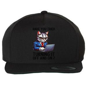 Tech Support Humor I Cat Tech Engineer I Computer It Guy Wool Snapback Cap