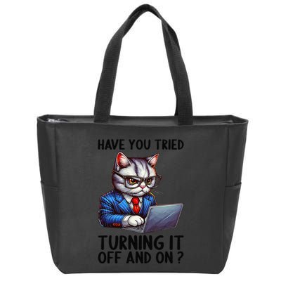 Tech Support Humor I Cat Tech Engineer I Computer It Guy Zip Tote Bag