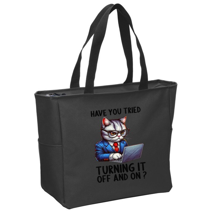 Tech Support Humor I Cat Tech Engineer I Computer It Guy Zip Tote Bag