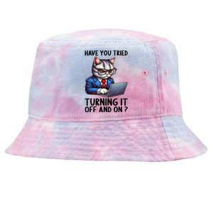 Tech Support Humor I Cat Tech Engineer I Computer It Guy Tie-Dyed Bucket Hat