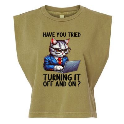 Tech Support Humor I Cat Tech Engineer I Computer It Guy Garment-Dyed Women's Muscle Tee