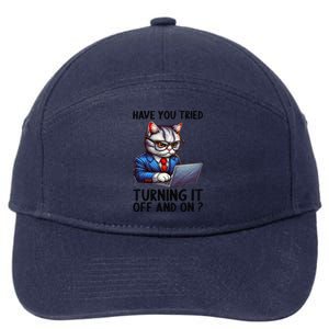 Tech Support Humor I Cat Tech Engineer I Computer It Guy 7-Panel Snapback Hat