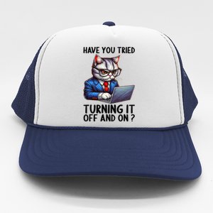 Tech Support Humor I Cat Tech Engineer I Computer It Guy Trucker Hat