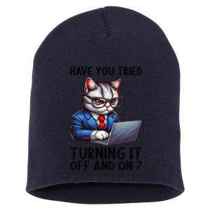 Tech Support Humor I Cat Tech Engineer I Computer It Guy Short Acrylic Beanie