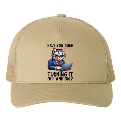 Tech Support Humor I Cat Tech Engineer I Computer It Guy Yupoong Adult 5-Panel Trucker Hat