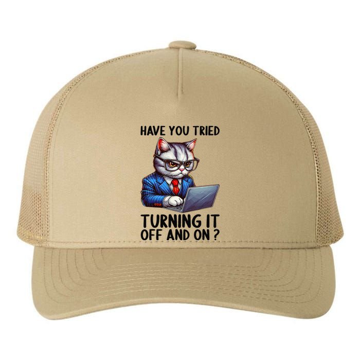 Tech Support Humor I Cat Tech Engineer I Computer It Guy Yupoong Adult 5-Panel Trucker Hat