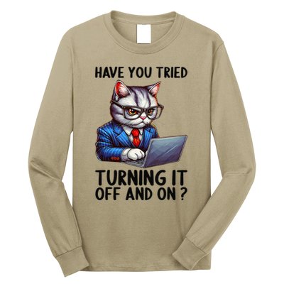 Tech Support Humor I Cat Tech Engineer I Computer It Guy Long Sleeve Shirt