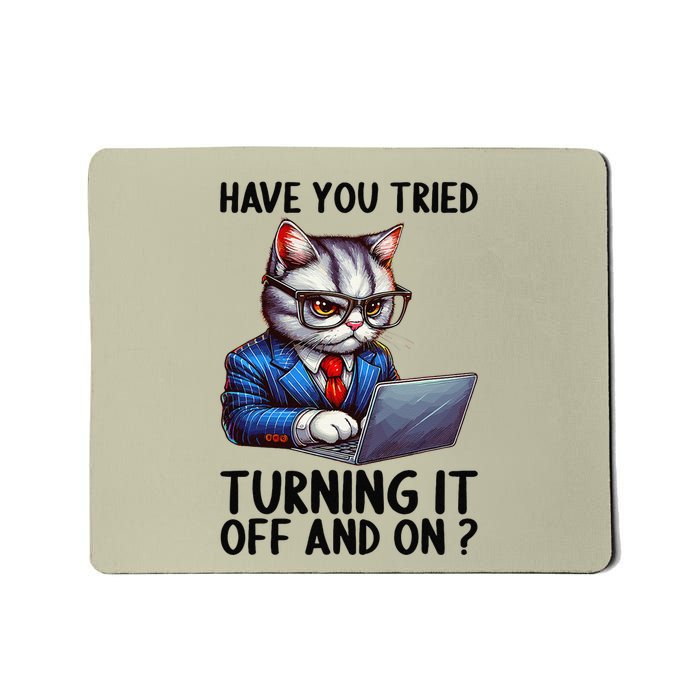 Tech Support Humor I Cat Tech Engineer I Computer It Guy Mousepad
