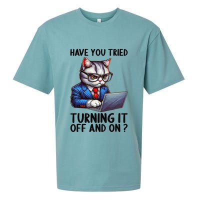 Tech Support Humor I Cat Tech Engineer I Computer It Guy Sueded Cloud Jersey T-Shirt