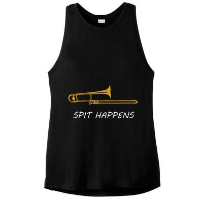 Trombone Spit Happens Trombone Player Gift Ladies PosiCharge Tri-Blend Wicking Tank