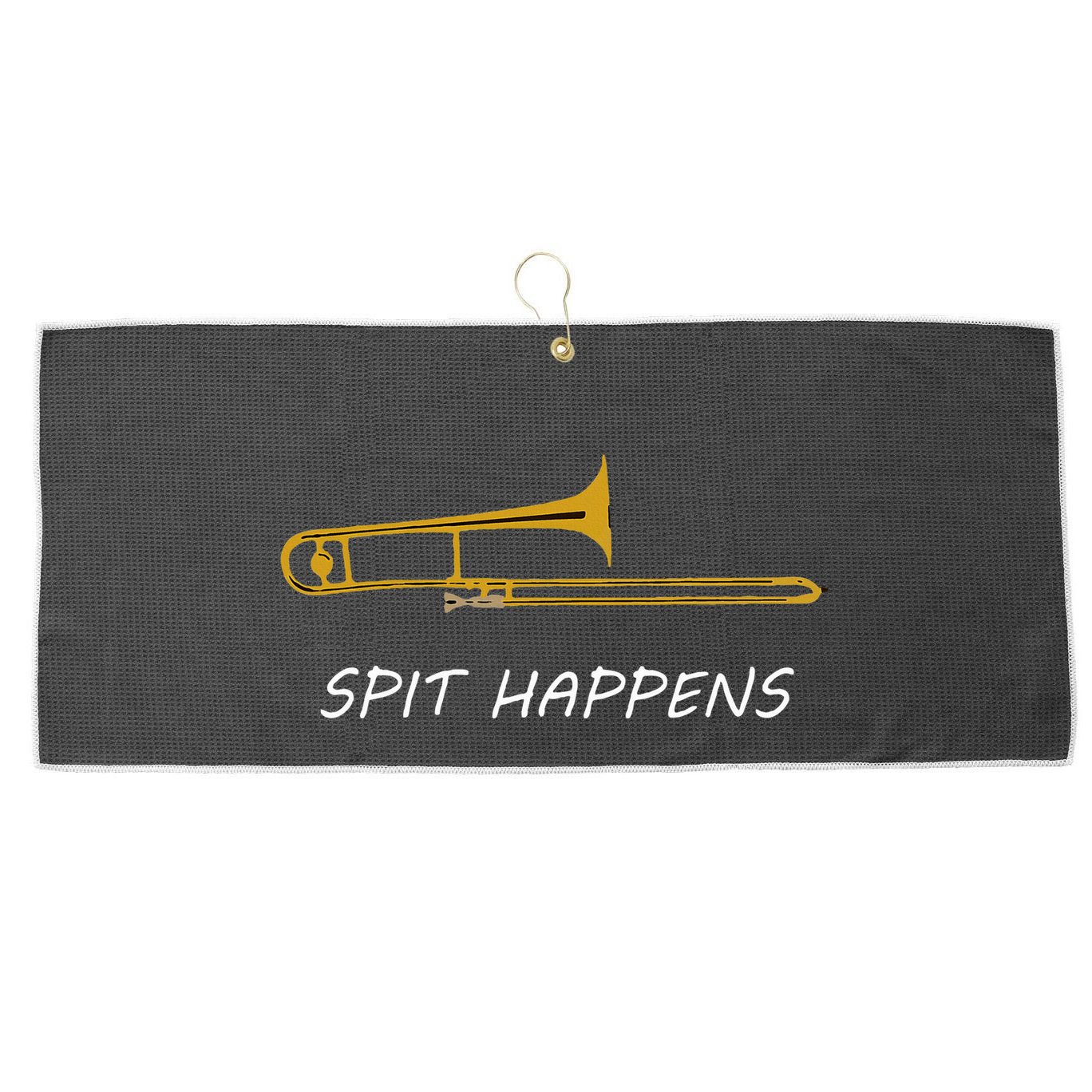 Trombone Spit Happens Trombone Player Gift Large Microfiber Waffle Golf Towel