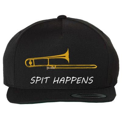 Trombone Spit Happens Trombone Player Gift Wool Snapback Cap