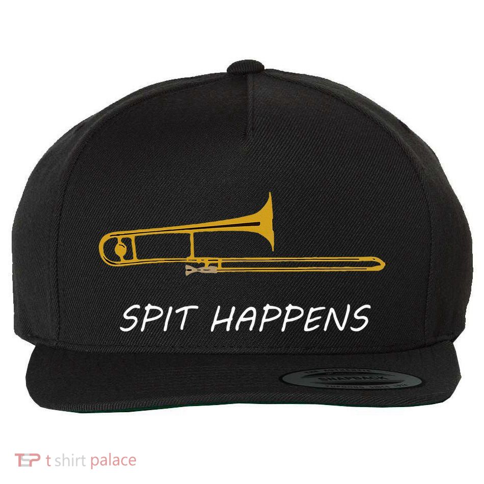 Trombone Spit Happens Trombone Player Gift Wool Snapback Cap