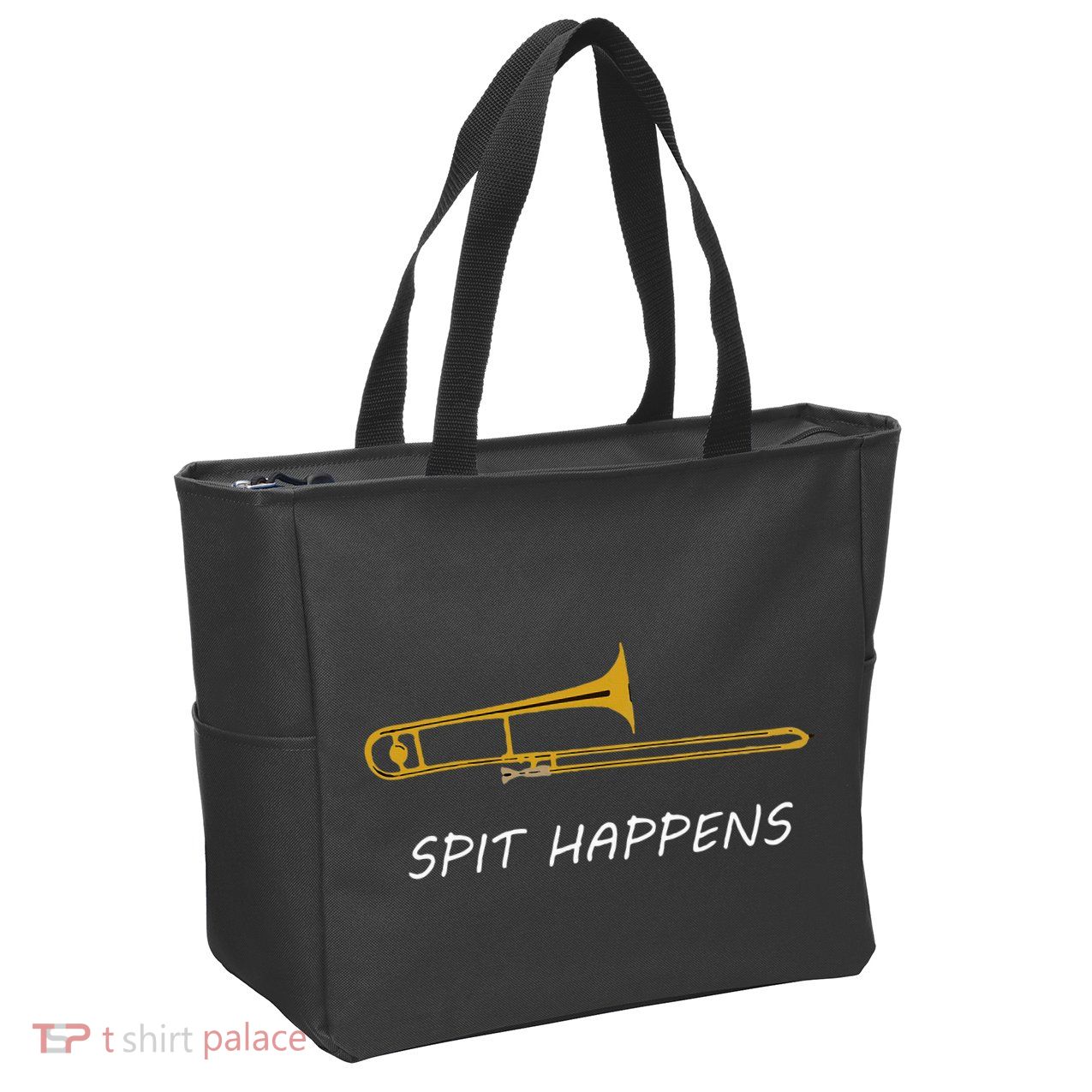 Trombone Spit Happens Trombone Player Gift Zip Tote Bag