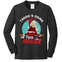 There's Some Ho Ho Hos In this House Christmas Santa Claus Kids Long Sleeve Shirt