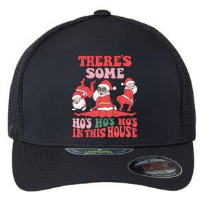 Theres Some Hos In This House Funny Twerk Santa Christmas Flexfit Unipanel Trucker Cap