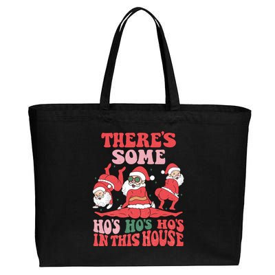 Theres Some Hos In This House Funny Twerk Santa Christmas Cotton Canvas Jumbo Tote