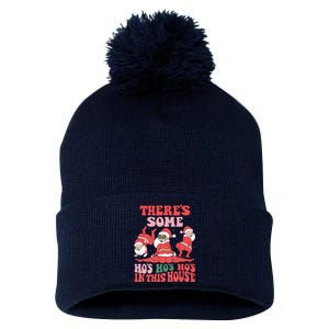 Theres Some Hos In This House Funny Twerk Santa Christmas Pom Pom 12in Knit Beanie