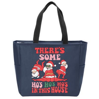 Theres Some Hos In This House Funny Twerk Santa Christmas Zip Tote Bag