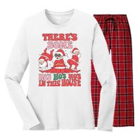 Theres Some Hos In This House Funny Twerk Santa Christmas Women's Long Sleeve Flannel Pajama Set 