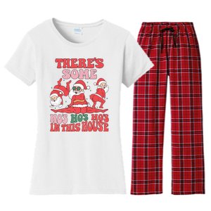 Theres Some Hos In This House Funny Twerk Santa Christmas Women's Flannel Pajama Set