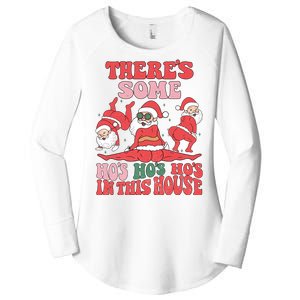 Theres Some Hos In This House Funny Twerk Santa Christmas Women's Perfect Tri Tunic Long Sleeve Shirt