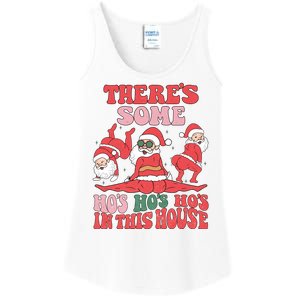 Theres Some Hos In This House Funny Twerk Santa Christmas Ladies Essential Tank