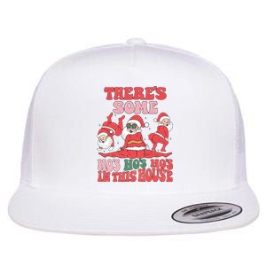 Theres Some Hos In This House Funny Twerk Santa Christmas Flat Bill Trucker Hat