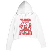 Theres Some Hos In This House Funny Twerk Santa Christmas Crop Fleece Hoodie