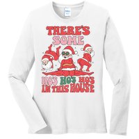 Theres Some Hos In This House Funny Twerk Santa Christmas Ladies Long Sleeve Shirt