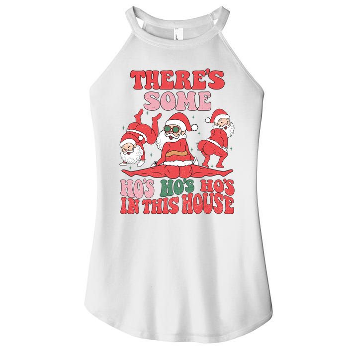 Theres Some Hos In This House Funny Twerk Santa Christmas Women's Perfect Tri Rocker Tank