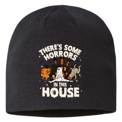 Theres Some Horrors In This House Pumpkin Ghost Halloween Sustainable Beanie