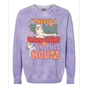 There's Some Horrors In This House Ghost Funny Halloween Colorblast Crewneck Sweatshirt