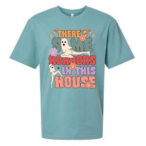 There's Some Horrors In This House Ghost Funny Halloween Sueded Cloud Jersey T-Shirt